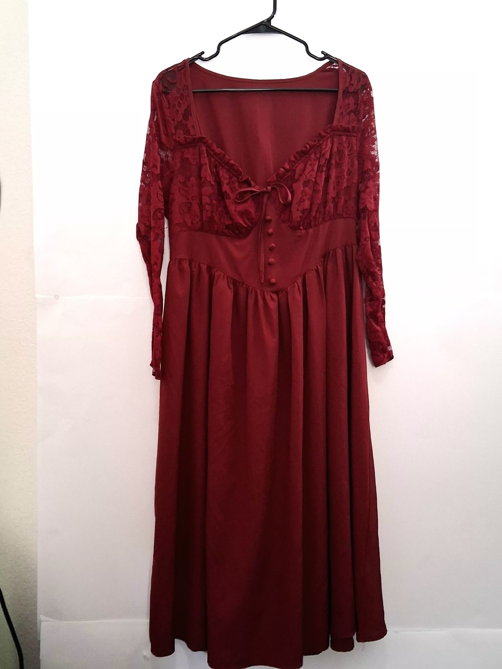 SHEIN P2p 20in Burgundy Lace Long Sleeve Maxi Dress Size Fit Large XL